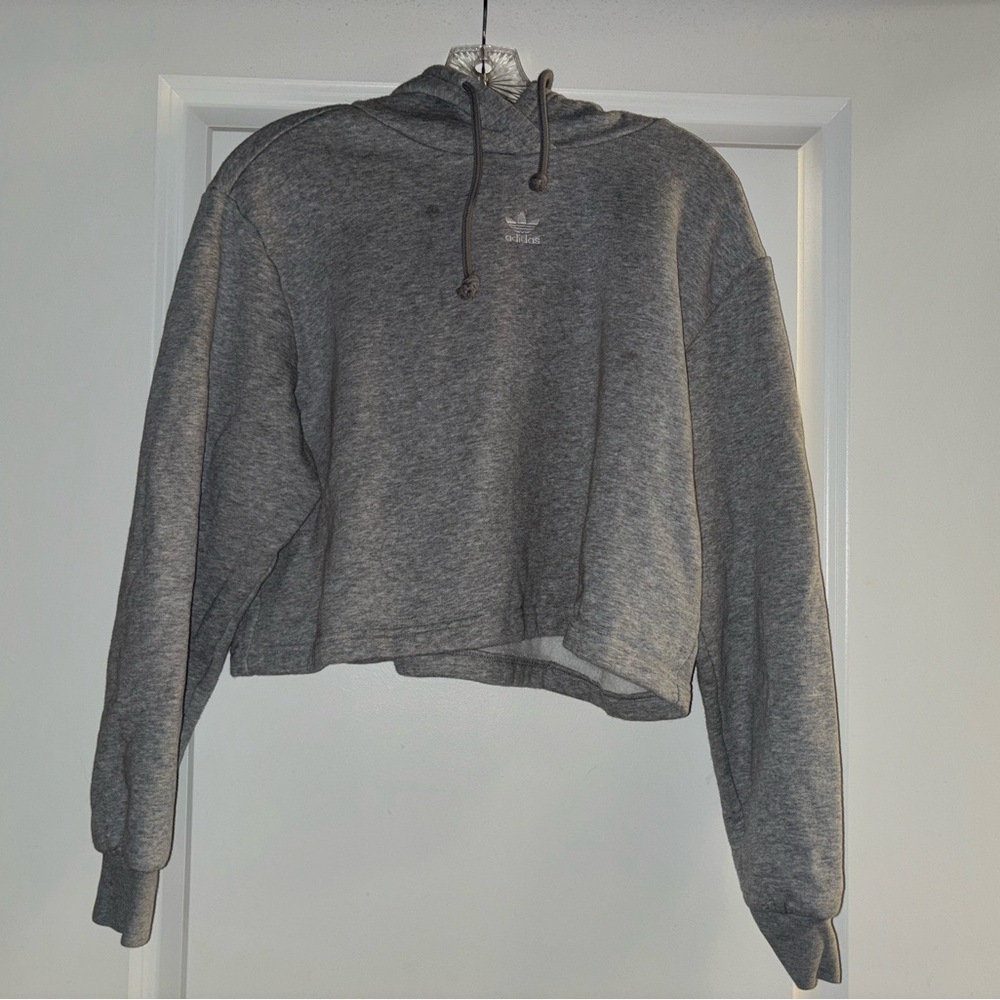 Adidas Women's Crop Charcoal Hoodie